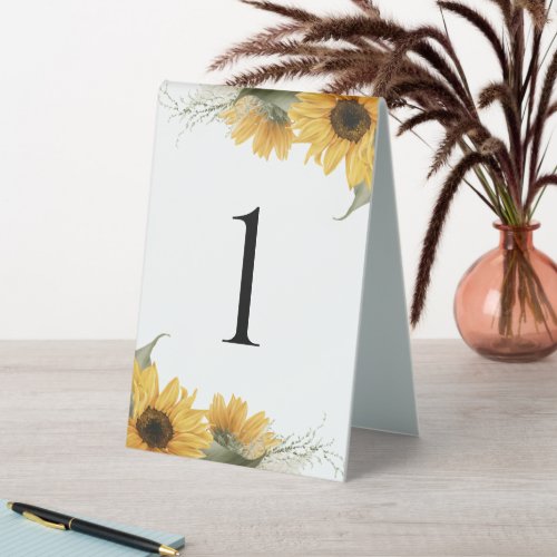 Rustic Sunflower Country fall Wedding number Table Tent Sign