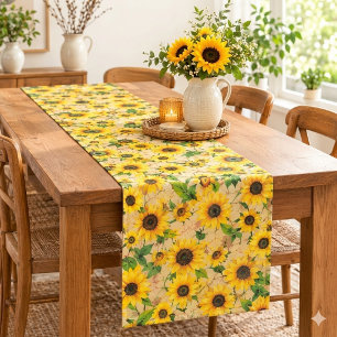 Rustic Sunflower   Country Farmhouse Dining Décor  Short Table Runner