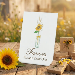 Rustic Sunflower Country Floral Wedding Favors Pedestal Sign