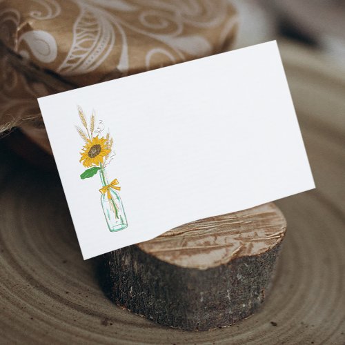 Rustic Sunflower Country Floral Wedding Party Place Card