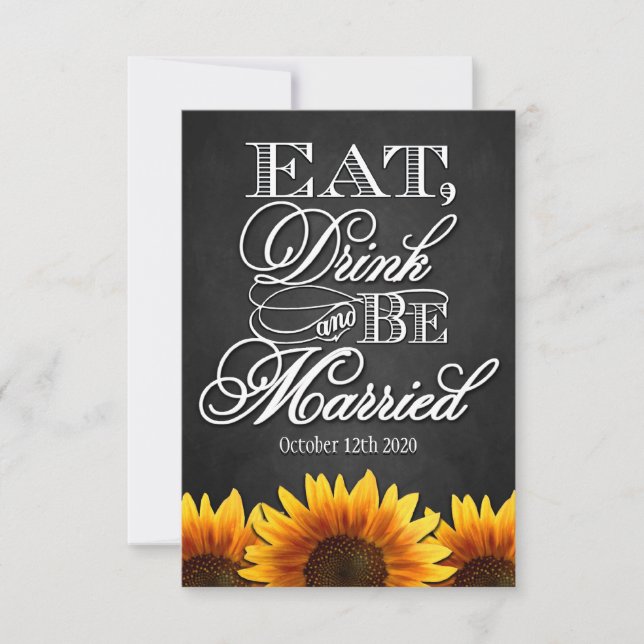 Rustic Sunflower Country Wedding RSVP Cards (Front)