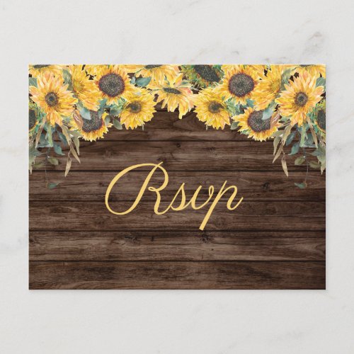 Rustic Sunflower Country Wedding RSVP Postcard