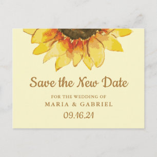 Rustic sunflower Country Wedding Save the New Date Invitation Postcard