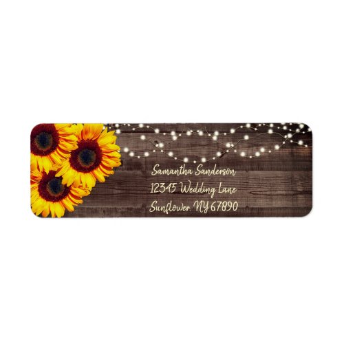 Rustic Sunflower Country Wood Return Address Label