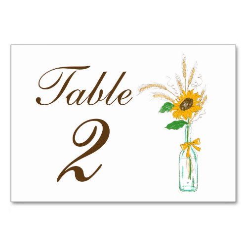 Rustic Sunflower Country Yellow Floral Wedding   Table Number