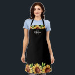 Rustic Sunflower Custom Monogram Apron<br><div class="desc">Watercolor sunflowers rustic Artwork by Valarie Wade. Background color can be changed. Monogram and Custom Name option. Perfect for some baking kitchen fun!</div>