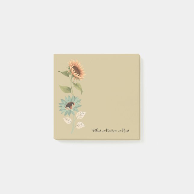 Rustic Sunflower Custom Sticky Post-it Notes (Front)