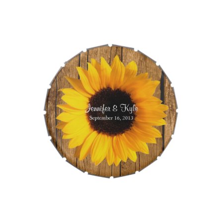 Rustic Sunflower Custom Wedding Candy Tin