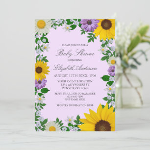 Rustic Sunflower Daisy Floral Baby Shower Invitation