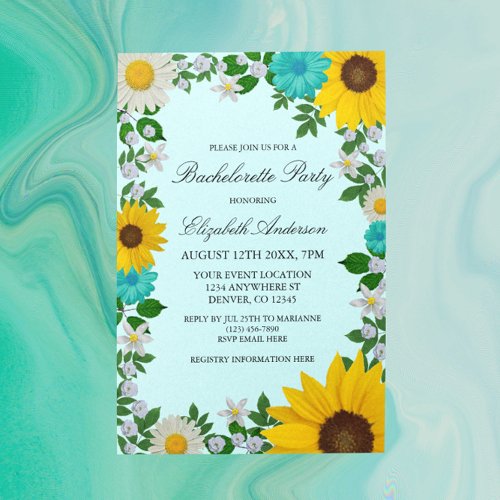 Rustic Sunflower Daisy Floral Bachelorette Party Invitation