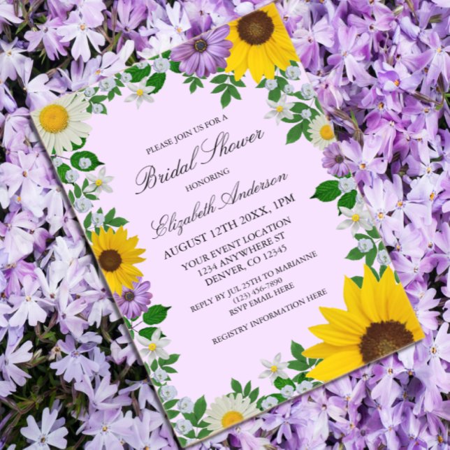 Rustic Sunflower Daisy Floral Bridal Shower Acrylic Invitations (Creator Uploaded)