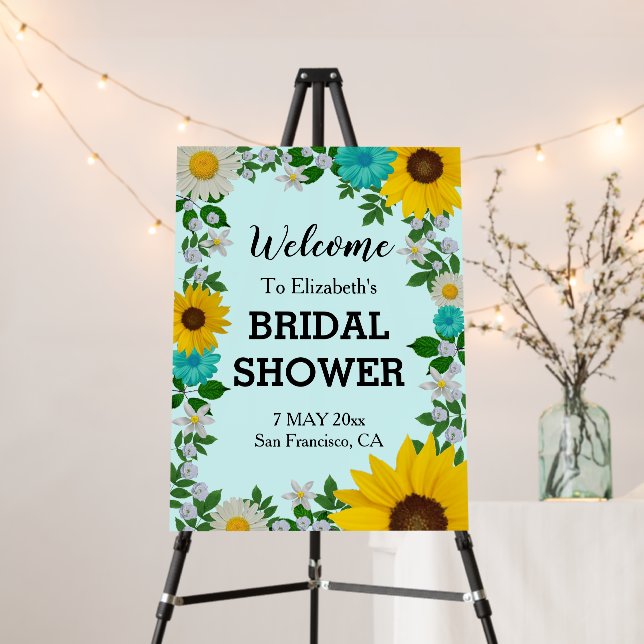 Rustic Sunflower Daisy Floral Bridal Shower Foam Board (In Situ (Stand))