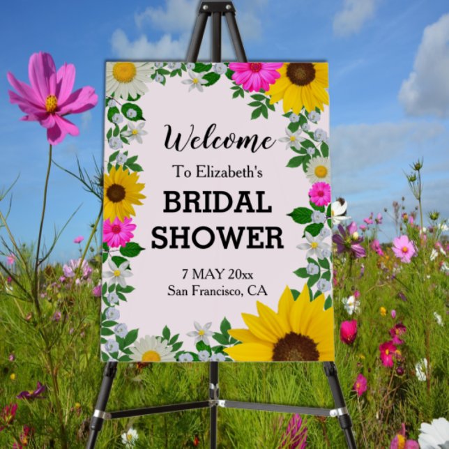 Rustic Sunflower Daisy Floral Bridal Shower Foam Board (Creator Uploaded)