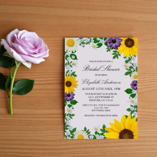 Rustic Sunflower Daisy Floral Bridal Shower Invitation