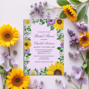 Rustic Sunflower Daisy Floral Bridal Shower Invitation
