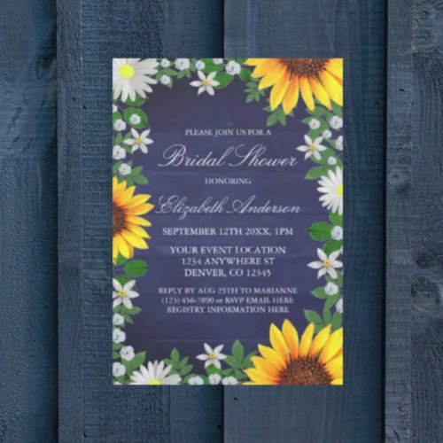 Rustic Sunflower Daisy Floral Bridal Shower Invitation