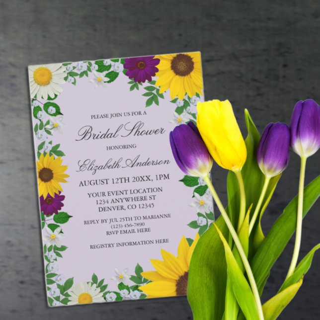 Rustic Sunflower Daisy Floral Bridal Shower Invitation (Creator Uploaded)
