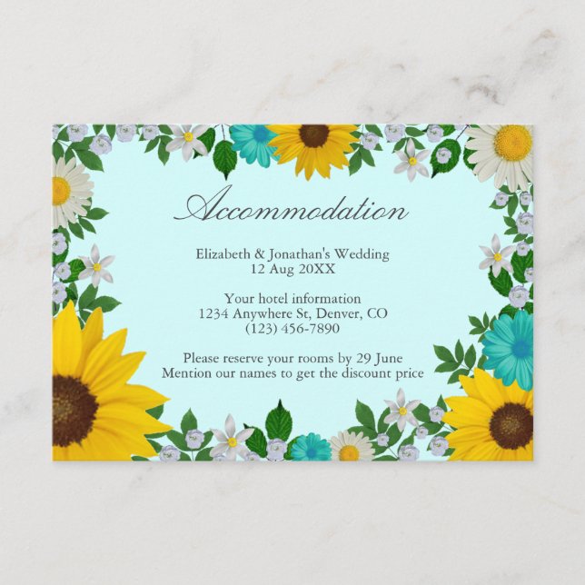Rustic Sunflower Daisy Floral Enclosure Card (Front)