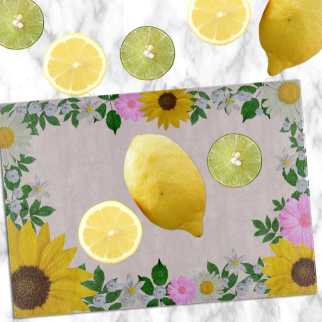 Rustic Sunflower Daisy Floral Pink Cutting Board (Creator Uploaded)