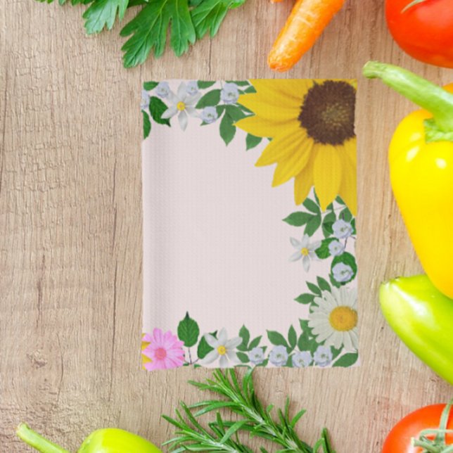 Rustic Sunflower Daisy Floral Pink Kitchen Towel (Creator Uploaded)