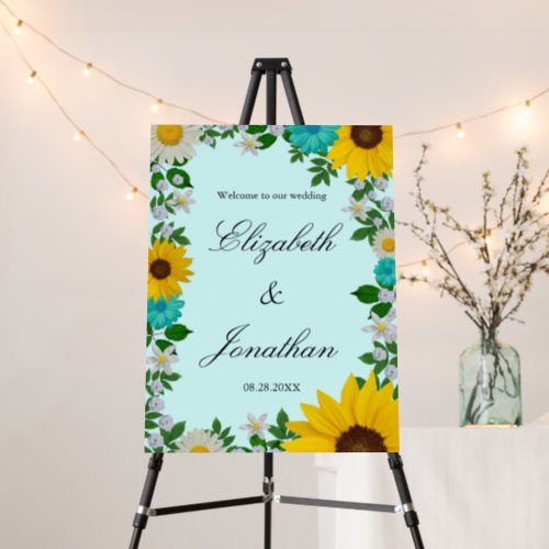 Rustic Sunflower Daisy Floral Wedding Foam Board