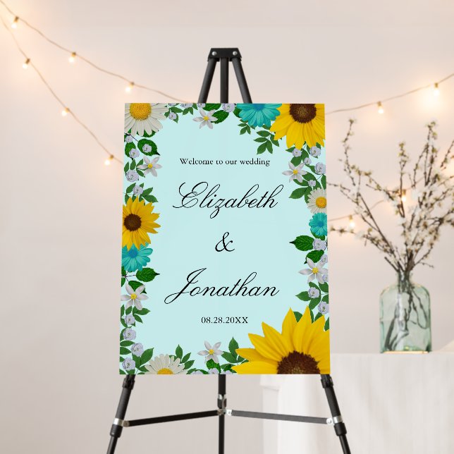 Rustic Sunflower Daisy Floral Wedding Foam Board (In Situ (Stand))