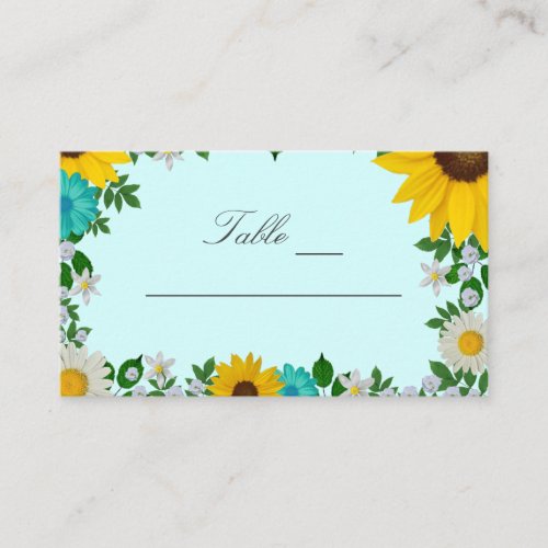 Rustic Sunflower Daisy Floral Wedding Place Card