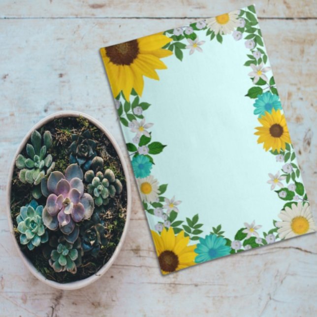 Rustic Sunflower Daisy Teal Floral Cloth Placemat (Creator Uploaded)