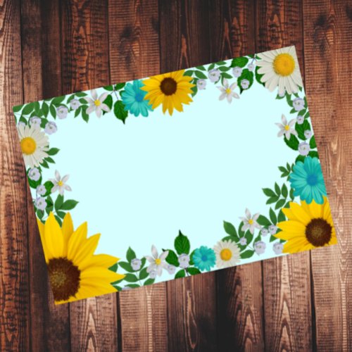 Rustic Sunflower Daisy Teal Floral Placemat