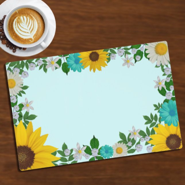 Rustic Sunflower Daisy Teal Floral Placemat (Creator Uploaded)