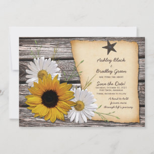 Rustic Sunflower Daisy Wedding Save the Date