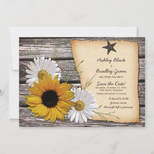Rustic Sunflower Daisy Wedding Save the Date