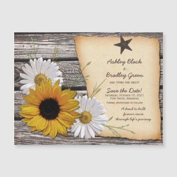 Rustic Sunflower Daisy Wedding Save The Date by wasootch at Zazzle