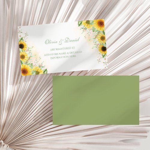 Rustic Sunflower Delight Registry Insert Card