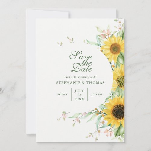 Rustic Sunflower Delight Save The Date Card
