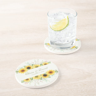 Rustic Sunflower Delight Wedding Coaster