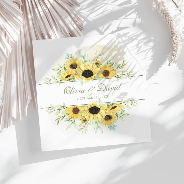 Rustic Sunflower Delight Wedding Paper Dinner Napkins (Rustic Sunflower Delight Wedding Paper Dinner Napkins on a sunny white table.)