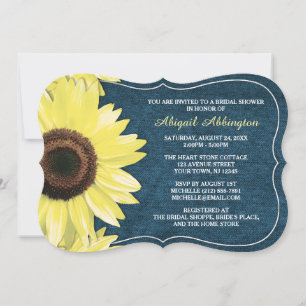 Rustic Sunflower Denim Bridal Shower Invitations