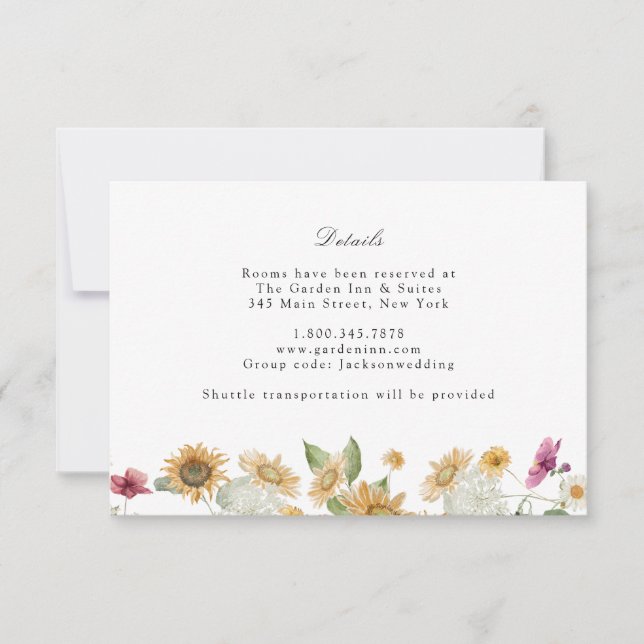Rustic Sunflower Details Card (Front)