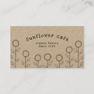 rustic sunflower doodle kraft business card