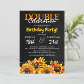 Rustic Sunflower Double Celebration Birthday Invitation (Standing Front)