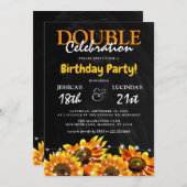 Rustic Sunflower Double Celebration Birthday Invitation (Front/Back)