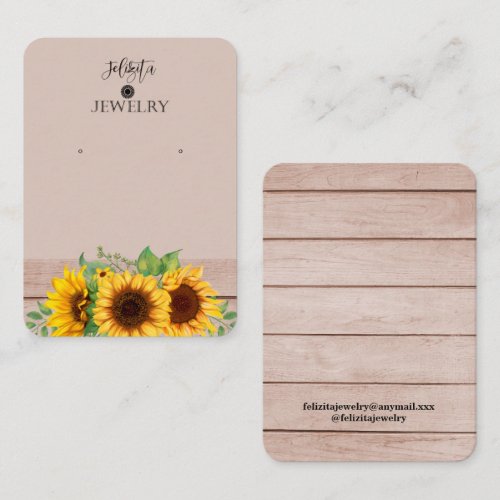 Rustic Sunflower Earrings Display Business Card
