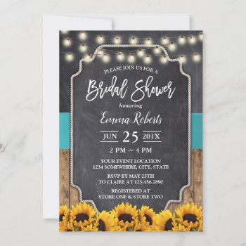Rustic Sunflower Elegant Chalkboard Bridal Shower Invitation by myinvitation at Zazzle