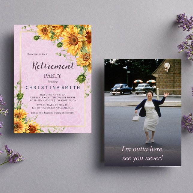 Rustic Sunflower Elegant Summer Retirement Party Invitation (Rustic Sunflower Elegant Summer Retirement Party Invitation)