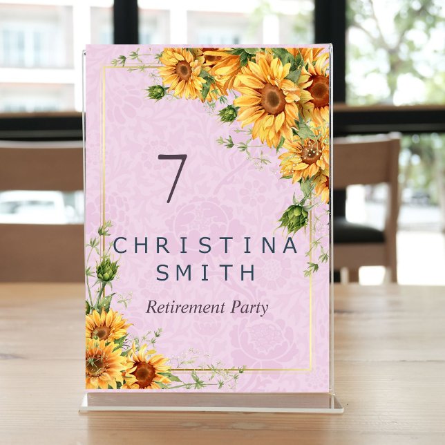 Rustic Sunflower Elegant Summer Retirement Party Table Number (Rustic Sunflower Elegant Summer Retirement Party Table Number)