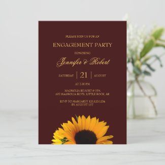 Rustic Sunflower Engagement Party Invitation