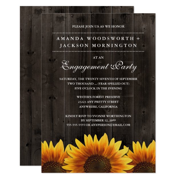 Rustic Sunflower Engagement Party Invitations