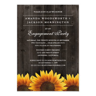 Rustic Sunflower Engagement Party Invitations
