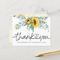 Rustic Sunflower Eucalyptus Baby Shower Thank You
